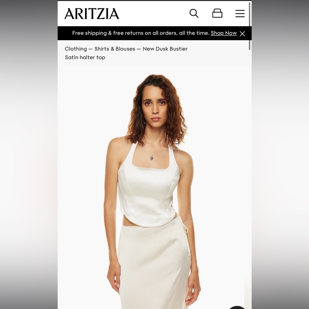 Aritzia Red Satin Halter Bustier Top